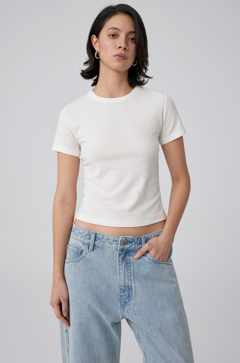 SIMPLE PROJECT FIT WOOL T-SHIRT - WOMAN