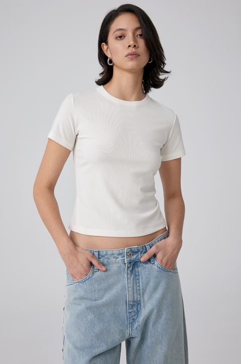 SIMPLE PROJECT FIT WOOL T-SHIRT - WOMAN