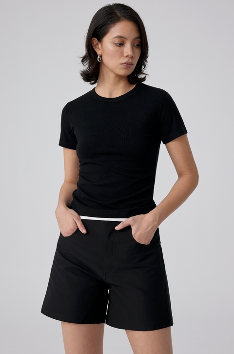 SIMPLE PROJECT FIT WOOL T-SHIRT - WOMAN