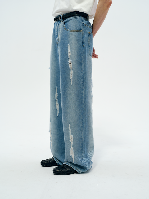 SAIRENSSEI DISTRESSED WASH DENIM