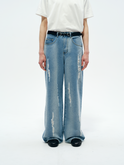 SAIRENSSEI DISTRESSED WASH DENIM