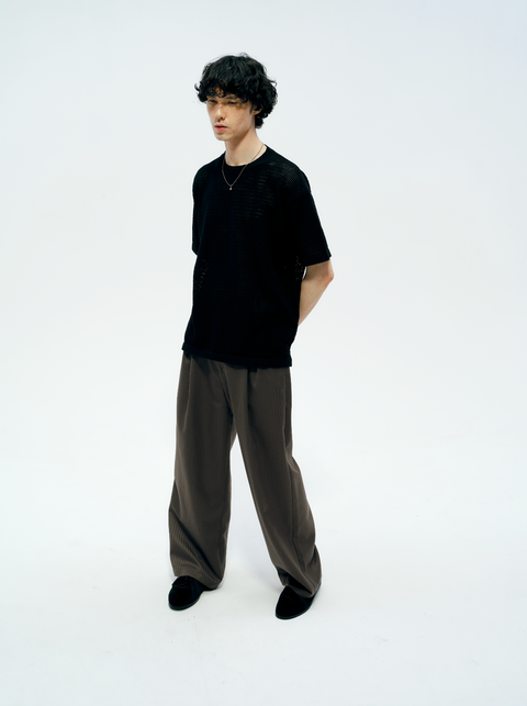 SAIRENSSEI TONAL PATTERNED PLEATED TROUSERS