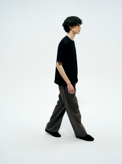 SAIRENSSEI TONAL PATTERNED PLEATED TROUSERS