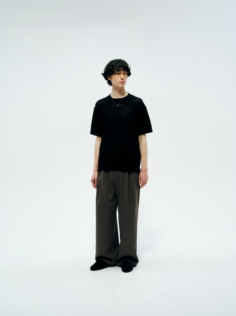 SAIRENSSEI TONAL PATTERNED PLEATED TROUSERS