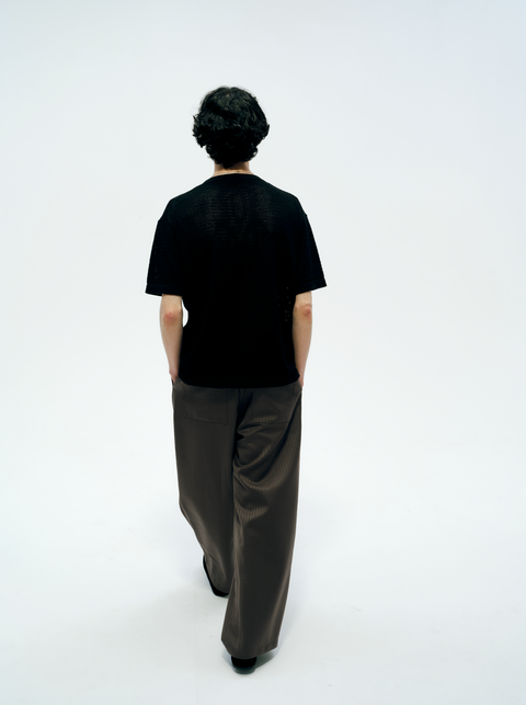 SAIRENSSEI TONAL PATTERNED PLEATED TROUSERS