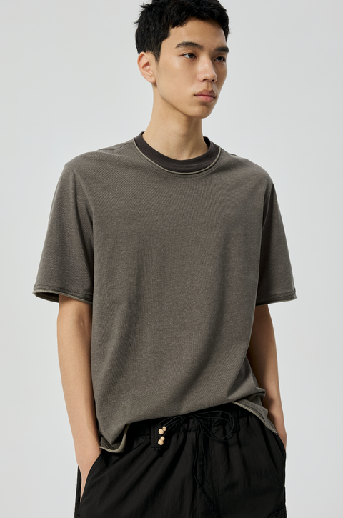 SIMPLE PROJECT PANELED COLLAR T-SHIRT