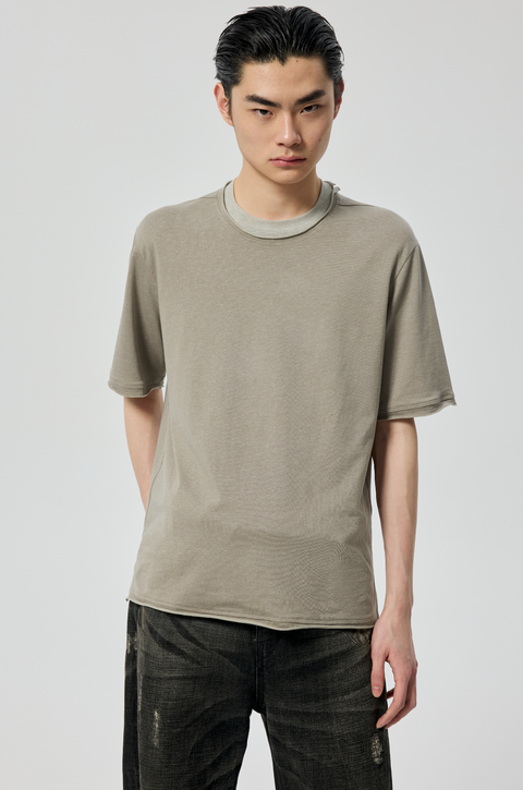 SIMPLE PROJECT PANELED COLLAR T-SHIRT