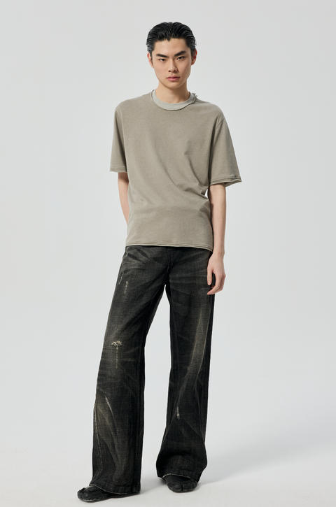 SIMPLE PROJECT PANELED COLLAR T-SHIRT