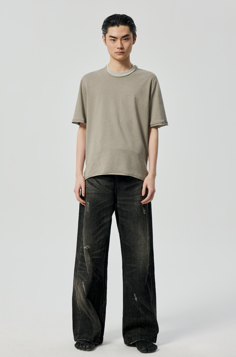 SIMPLE PROJECT PANELED COLLAR T-SHIRT
