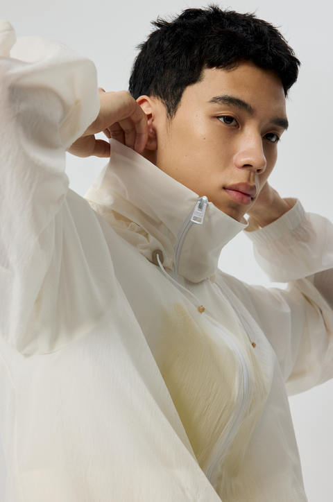 SIMPLE PROJECT OFFSET ZIP JACKET