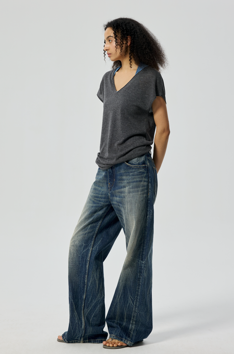 SIMPLE PROJECT LIGHTNING WASH JEANS