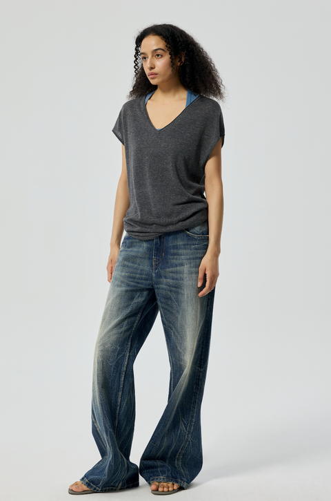 SIMPLE PROJECT LIGHTNING WASH JEANS