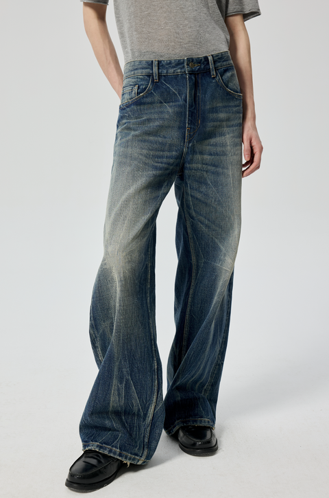 SIMPLE PROJECT LIGHTNING WASH JEANS