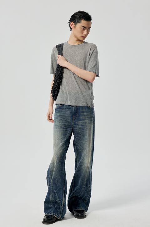 SIMPLE PROJECT LIGHTNING WASH JEANS