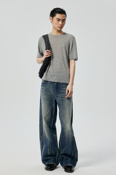 SIMPLE PROJECT LIGHTNING WASH JEANS