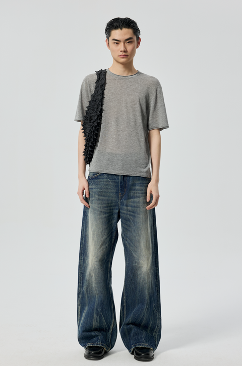 SIMPLE PROJECT LIGHTNING WASH JEANS