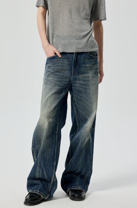 SIMPLE PROJECT LIGHTNING WASH JEANS
