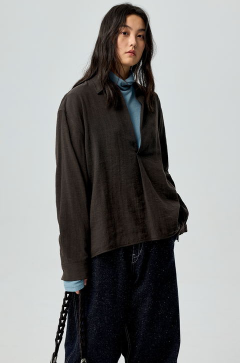 SIMPLE PROJECT RAMIE CHEVRON SHIRT