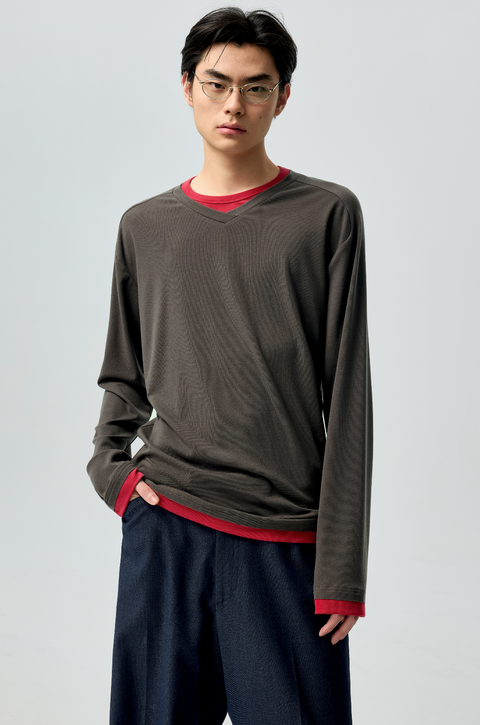 SIMPLE PROJECT PANELED CREW T-SHIRT