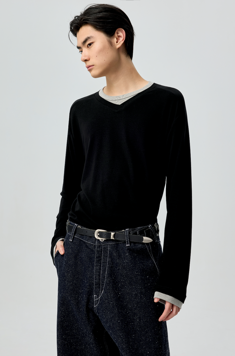 SIMPLE PROJECT PANELED CREW T-SHIRT