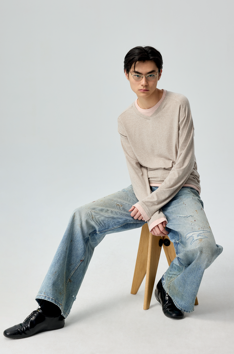 SIMPLE PROJECT PANELED CREW T-SHIRT