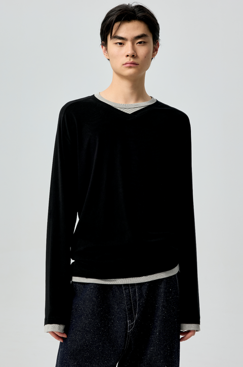 SIMPLE PROJECT PANELED CREW T-SHIRT