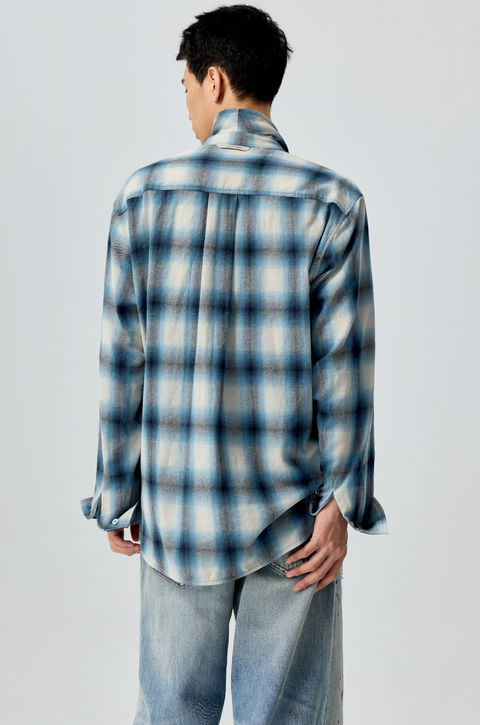 SIMPLE PROJECT OMBRÉ CHECK SHIRT