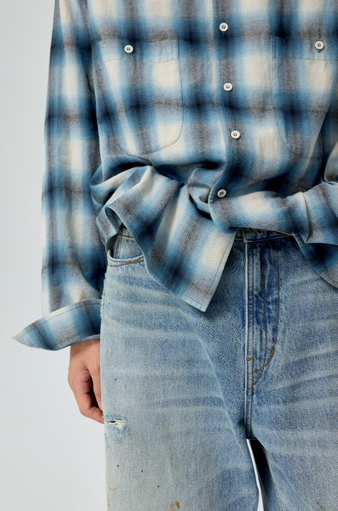 SIMPLE PROJECT OMBRÉ CHECK SHIRT