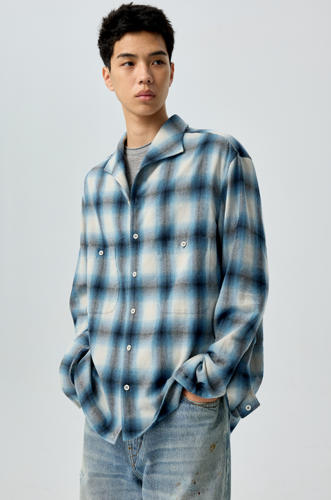 SIMPLE PROJECT OMBRÉ CHECK SHIRT