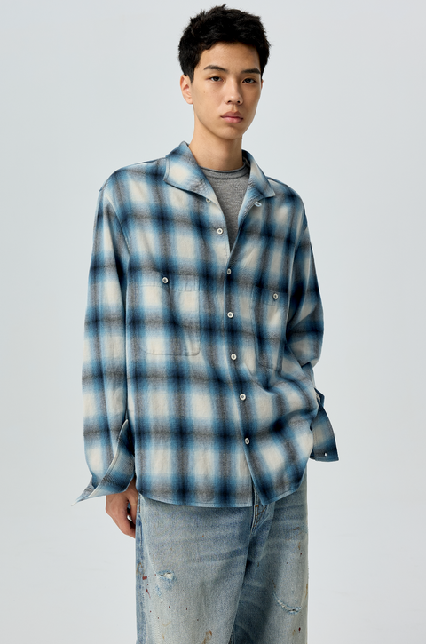 SIMPLE PROJECT OMBRÉ CHECK SHIRT
