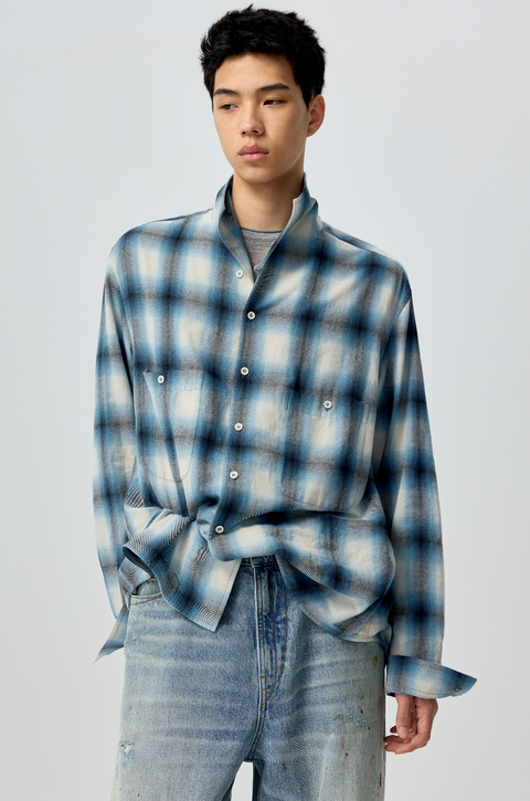 SIMPLE PROJECT OMBRÉ CHECK SHIRT