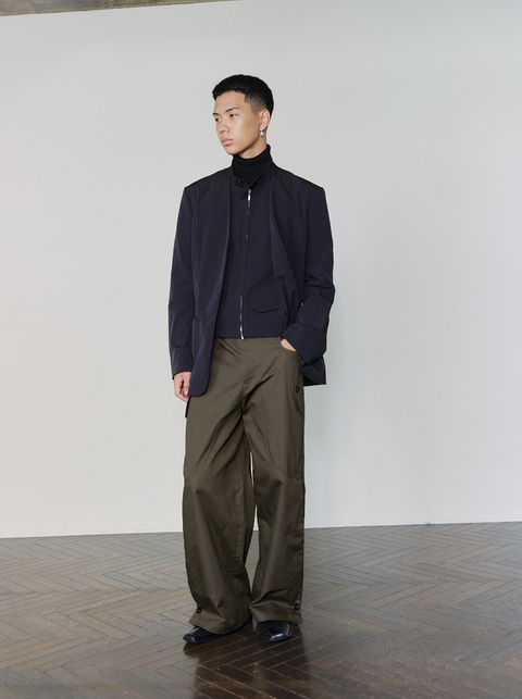 SAIRENSSEI SIDE-PLEATED UTILITY WORK PANTS