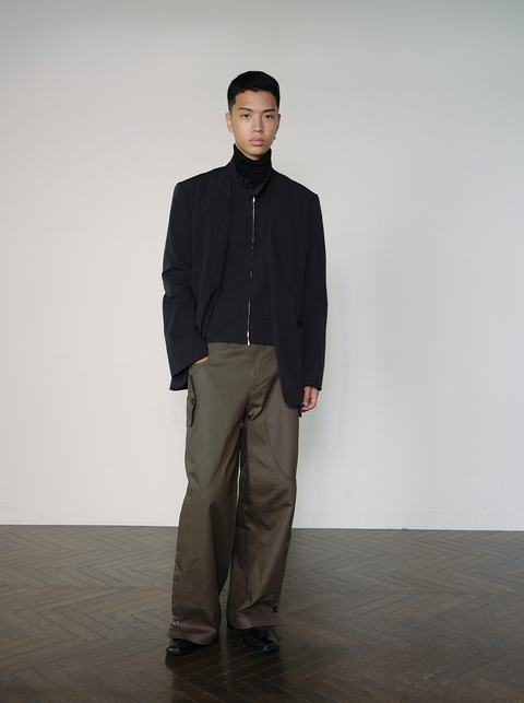 SAIRENSSEI SIDE-PLEATED UTILITY WORK PANTS