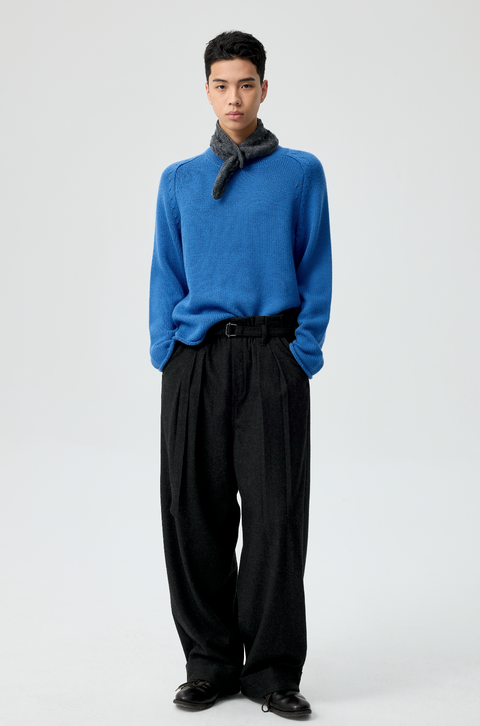 SIMPLE PROJECT ROLLED-UP WOOL SWEATER