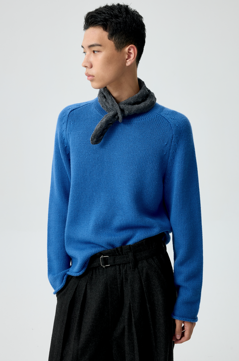 SIMPLE PROJECT ROLLED-UP WOOL SWEATER