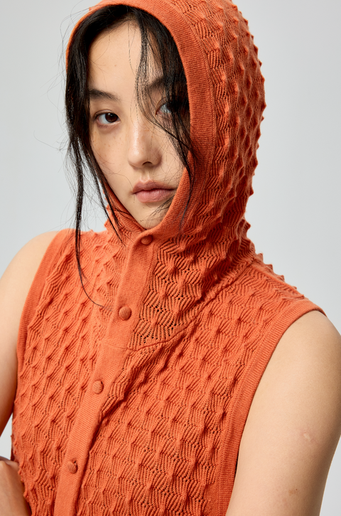 SIMPLE PROJECT "PINEAPPLE" HOODED VEST