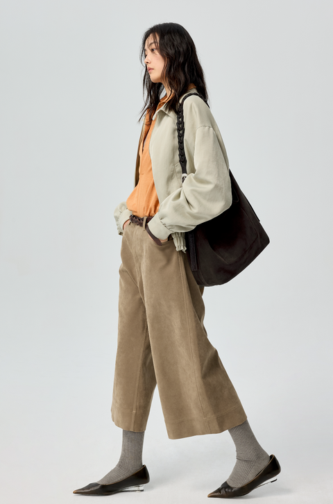 SIMPLE PROJECT BELTED SUEDE TOTE