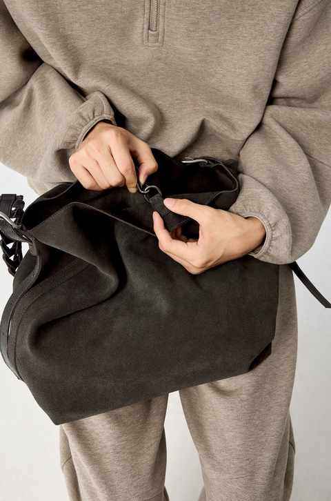 SIMPLE PROJECT BELTED SUEDE TOTE
