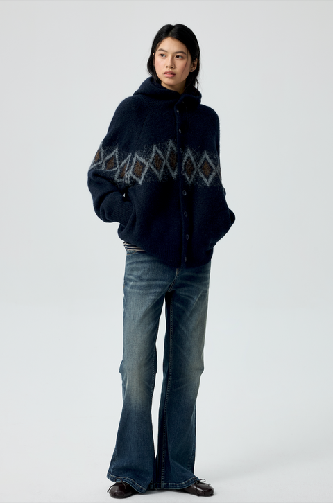 SIMPLE PROJECT BLUE WASHED FLARE JEANS