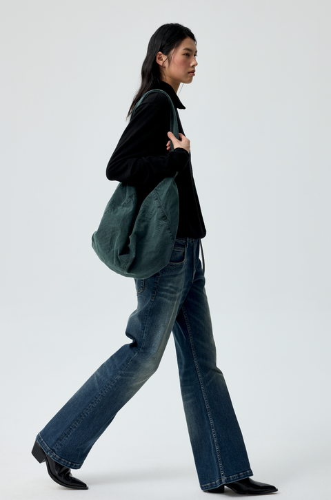 SIMPLE PROJECT BLUE WASHED FLARE JEANS