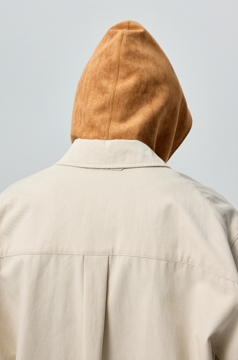 SIMPLE PROJECT SUEDE HOODED SCARF