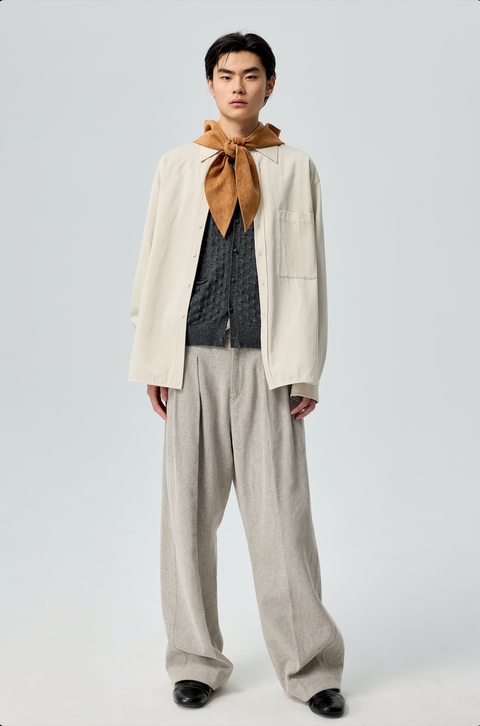 SIMPLE PROJECT SUEDE HOODED SCARF