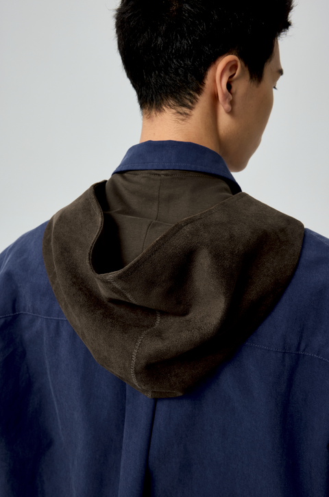 SIMPLE PROJECT SUEDE HOODED SCARF