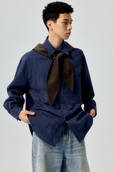 SIMPLE PROJECT SUEDE HOODED SCARF