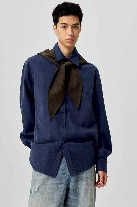 SIMPLE PROJECT SUEDE HOODED SCARF