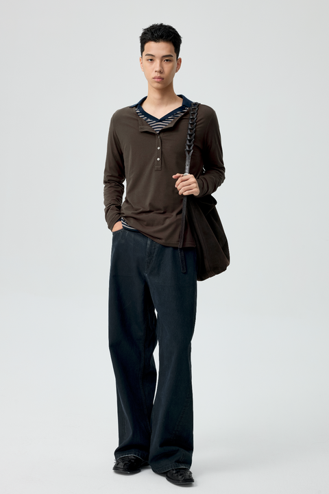 SIMPLE PROJECT PU-COATED JEANS