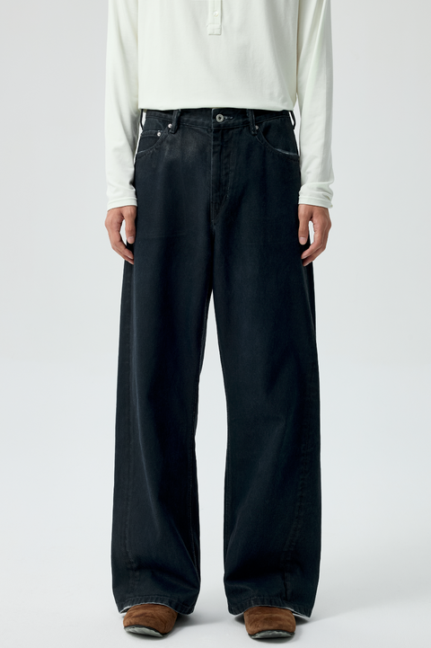 SIMPLE PROJECT PU-COATED JEANS