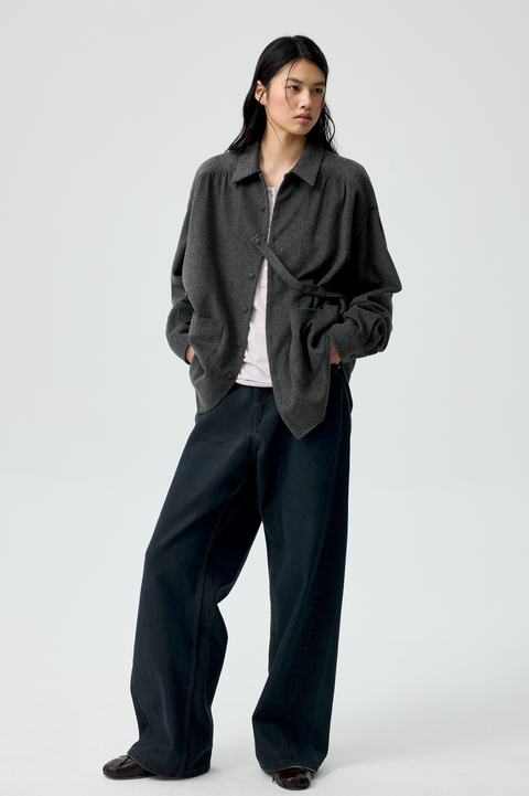 SIMPLE PROJECT PU-COATED JEANS