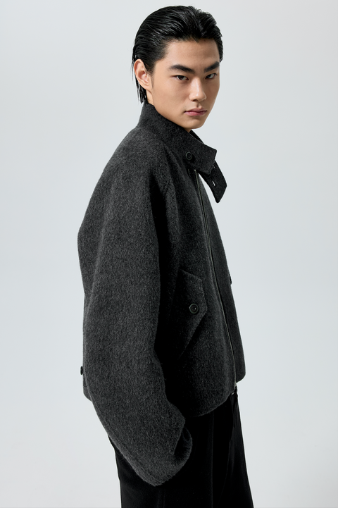 SIMPLE PROJECT WOOL HARRINGTON JACKET