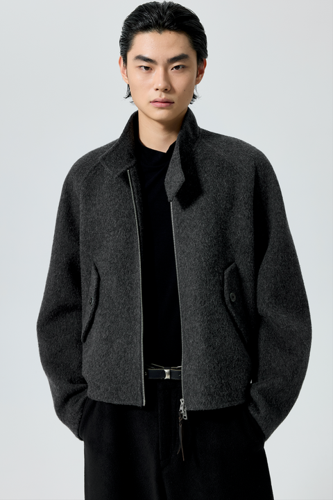 SIMPLE PROJECT WOOL HARRINGTON JACKET